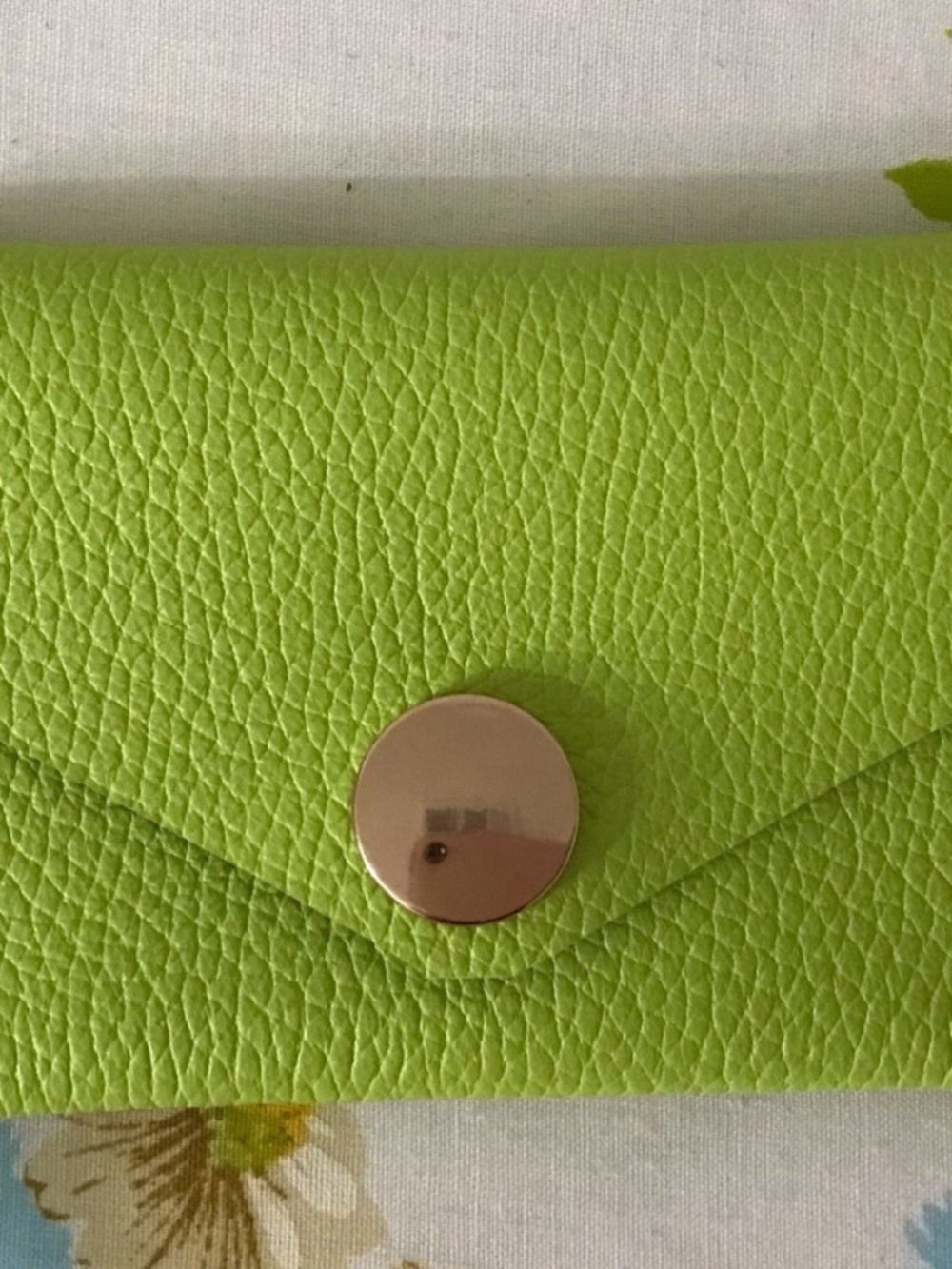 Handmade Genuine Leather Women’s Lime Green Envelope Wallet